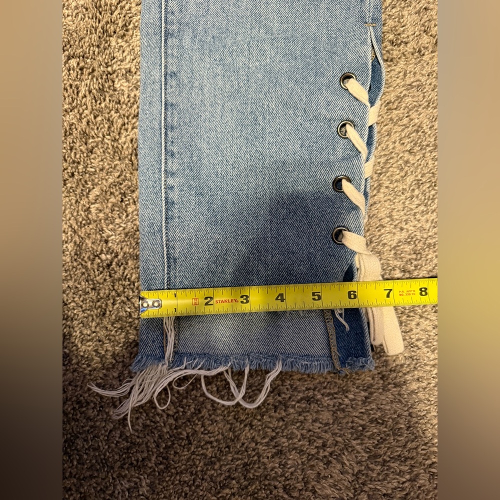 Hidden Lace Up Denim Straight Leg Jeans Size 26 - Picture 16 of 16
